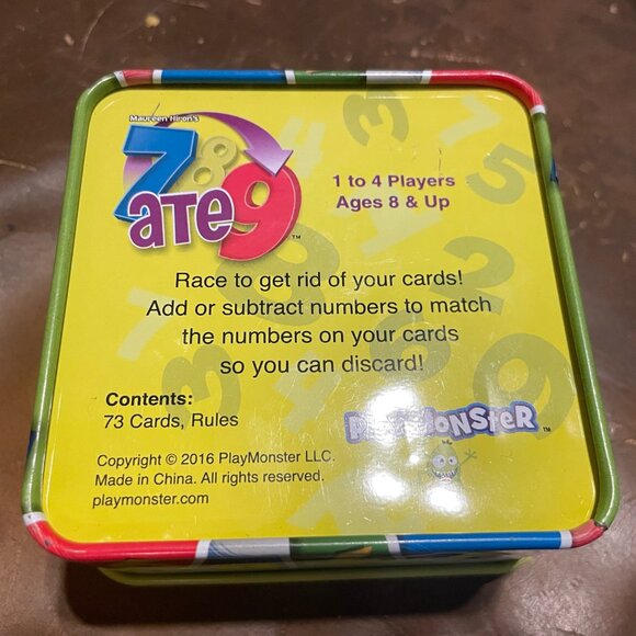 7 ATE 9 Mathematics Fun Fast Card Game by PlayMonster w/ Tin - Picture 2 of 2